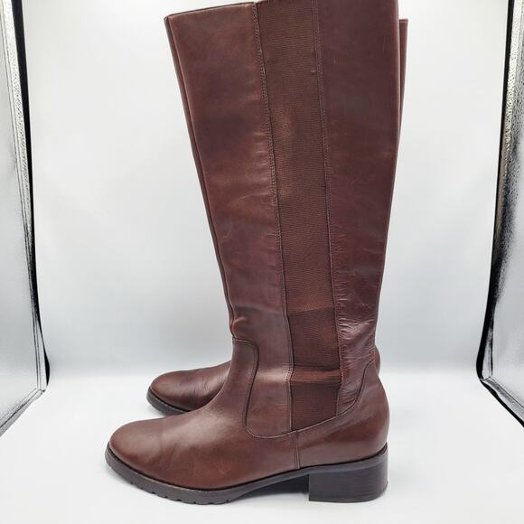 Donald J Pliner Buriel3 Chocolate Brown Leather Tall Riding Boots Women's Size 7 - Picture 3 of 12